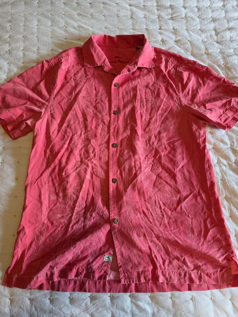 Tommy Bahama Tautira Stretch-Linen Short-Sleeve‎ Camp Shirt in Paradise Pink